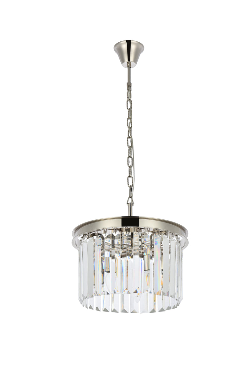 Sydney 3 light polished nickel Pendant Clear Royal Cut Crystal