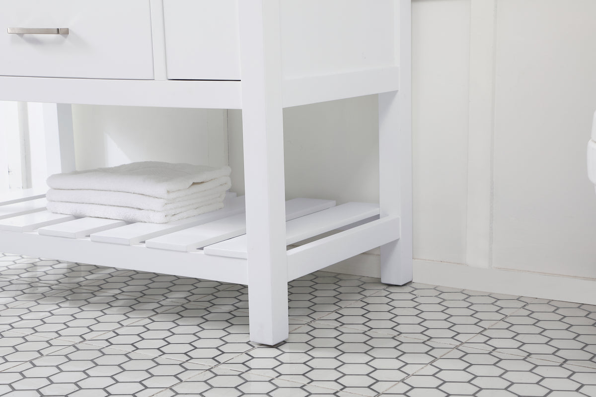 42 inch Single bathroom vanity in white with backsplash