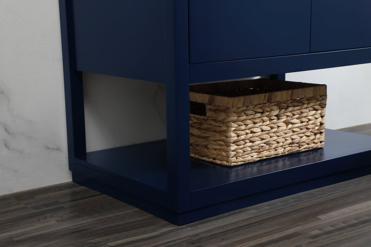 36 inch Single bathroom vanity in blue with backsplash