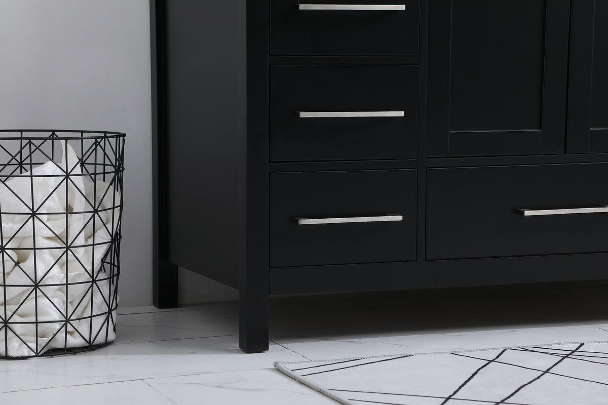 48 inch Single Bathroom Vanity in Black with Backsplash