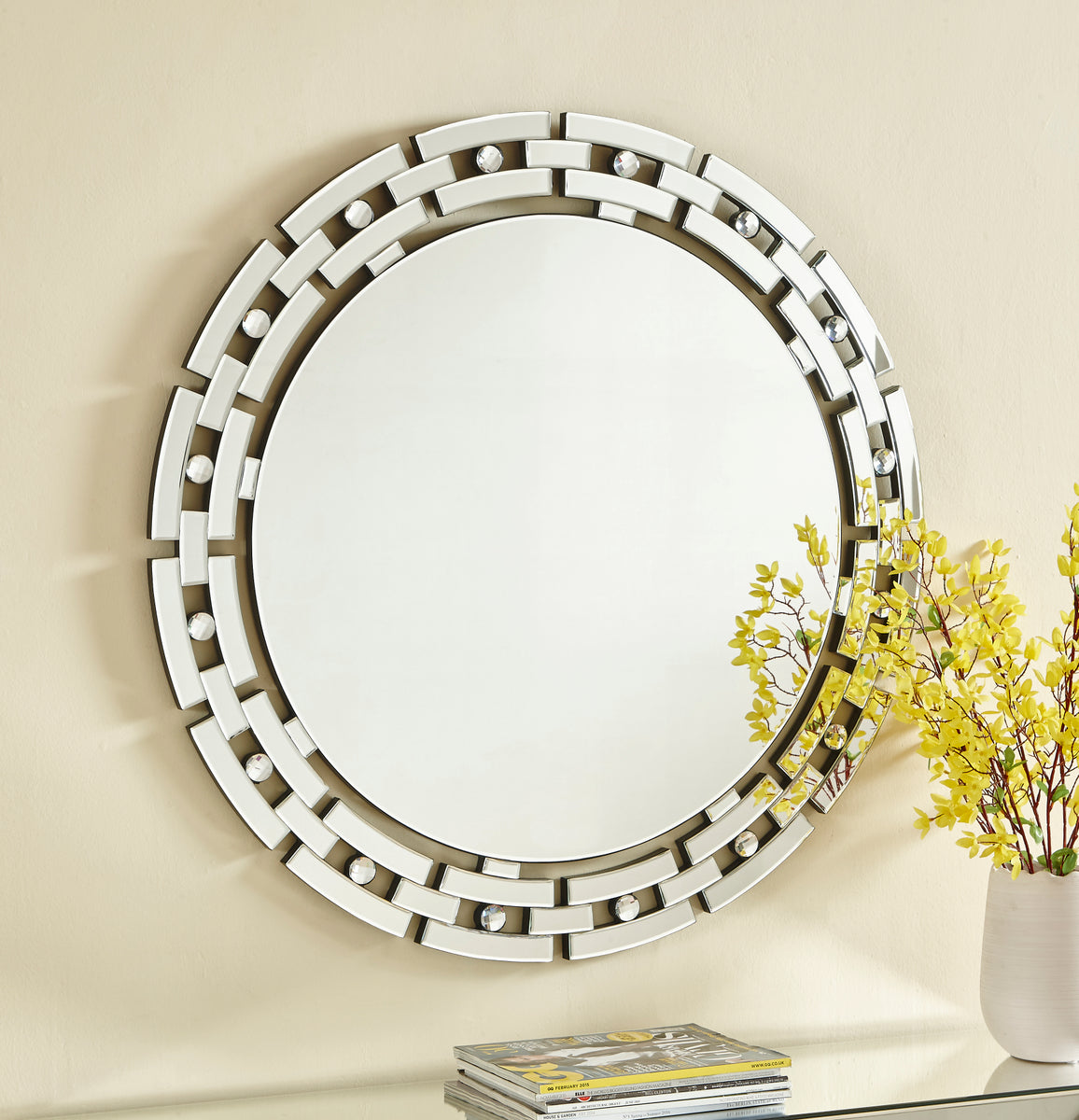 Sparkle 36 in. Contemporary Round Mirror in Clear