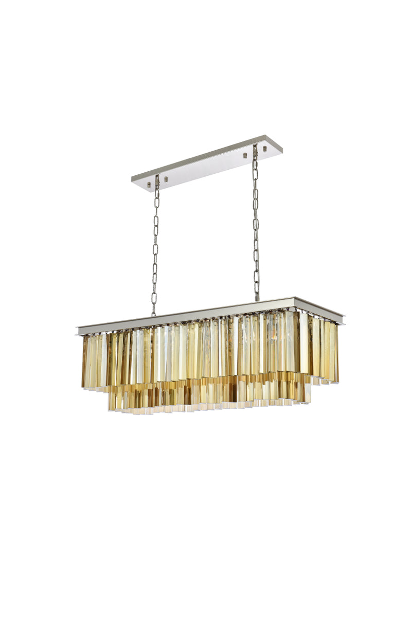 Sydney 12 light polished nickel Chandelier Golden Teak (Smoky) Royal Cut Crystal