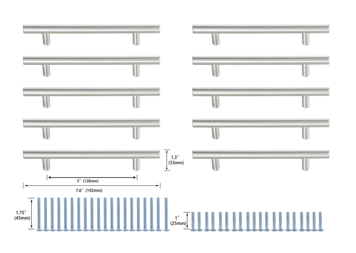 Quinn 5" Center to Center Brushed Nickel Bar Pull Multipack (set of 10)