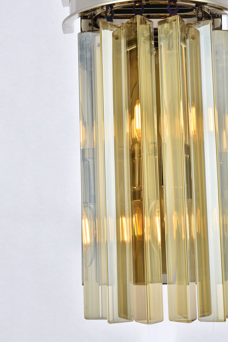Sydney 2 light polished nickel Wall Sconce Golden Teak (Smoky) Royal Cut Crystal