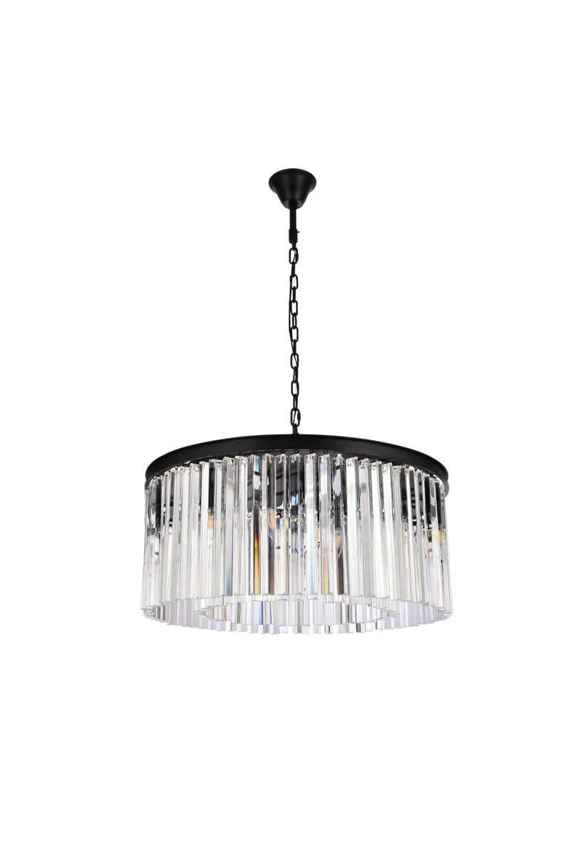 Sydney 8 light Matte Black Chandelier Clear Royal Cut Crystal