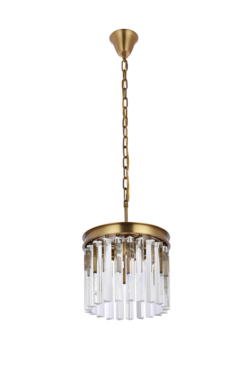Sydney 12 inch round crystal pendant in satin gold