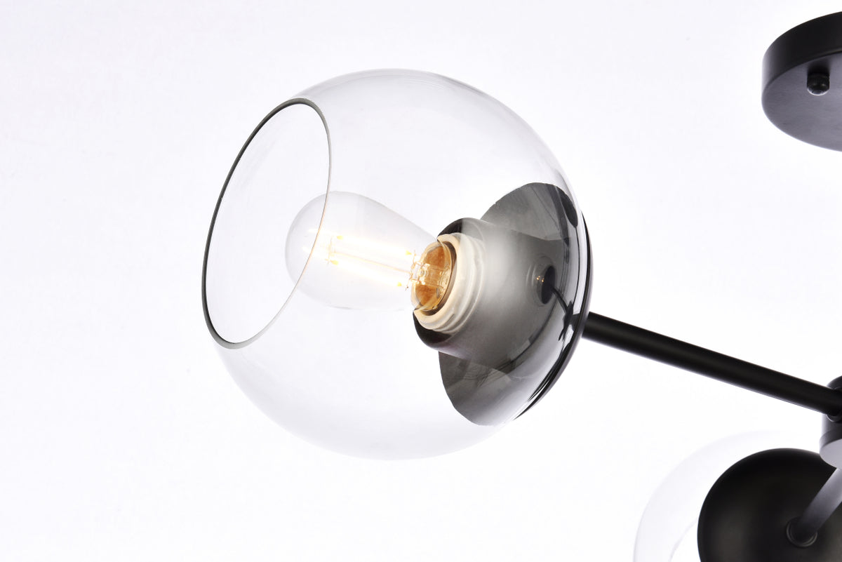 Briggs 26 inch flush mount in black with clear shade