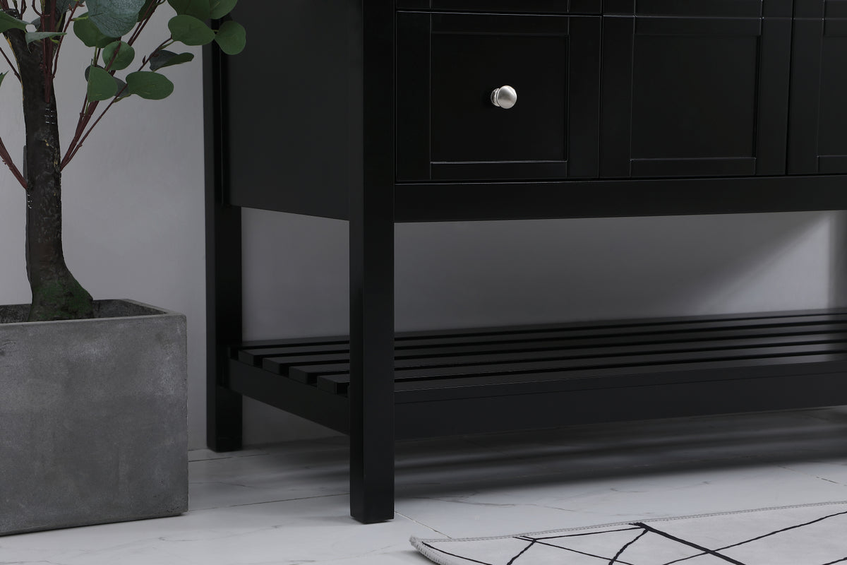 48 inch Single Bathroom Vanity in Black with Backsplash