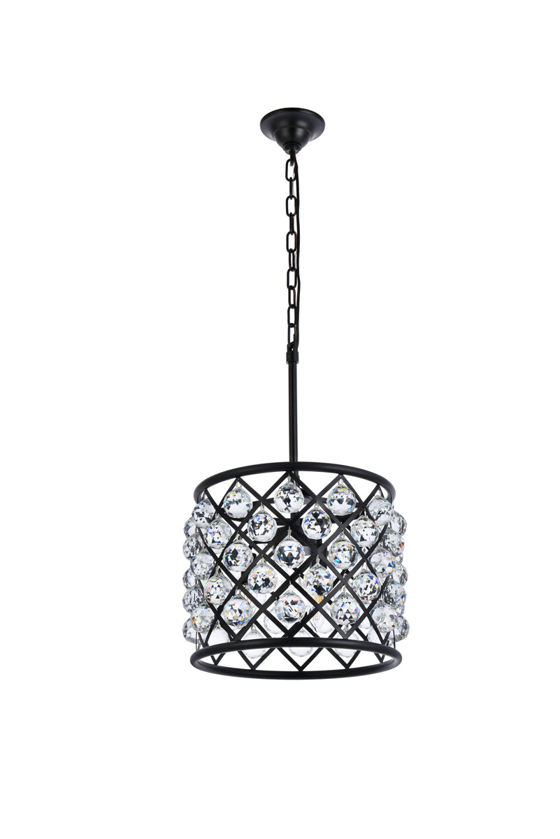 Madison 4 light Matte Black Pendant Clear Royal Cut Crystal