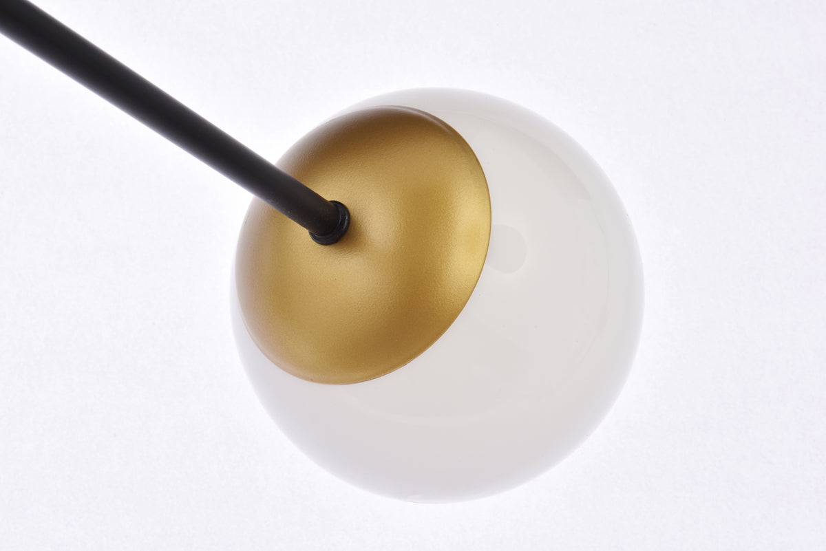 Briggs 36 inch pendant in black and brass with white shade