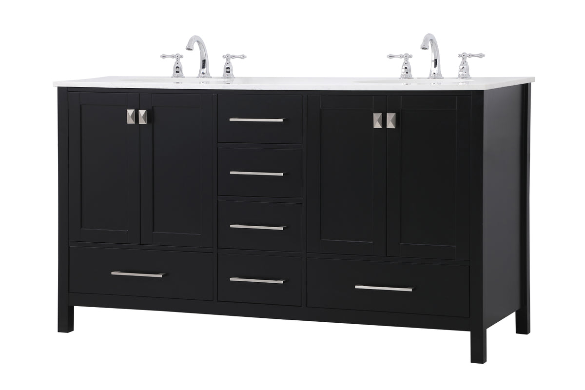 60 inch Double Bathroom Vanity in Black