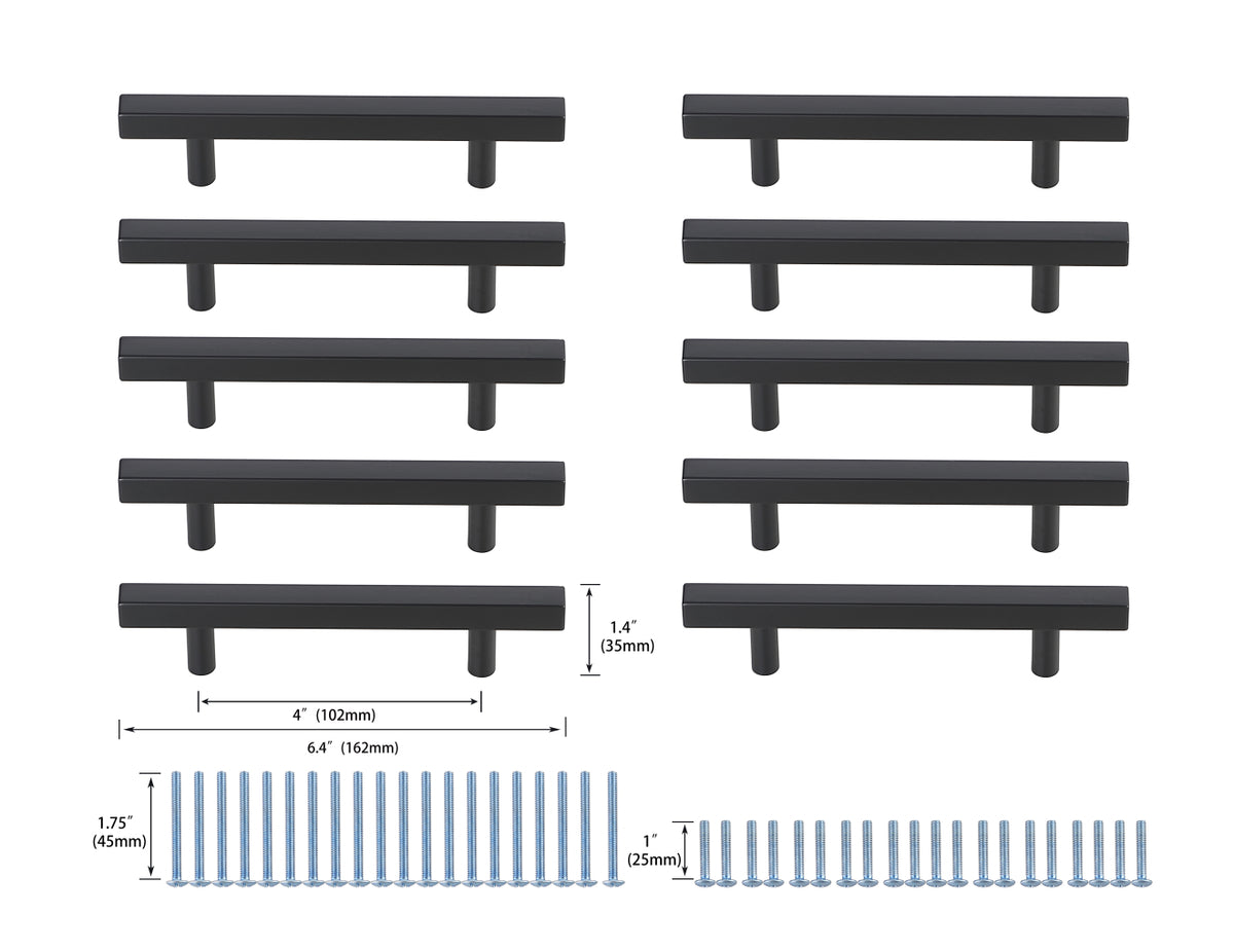 Dior 4" Center to Center Matte Black Bar Pull Multipack (set of 10)