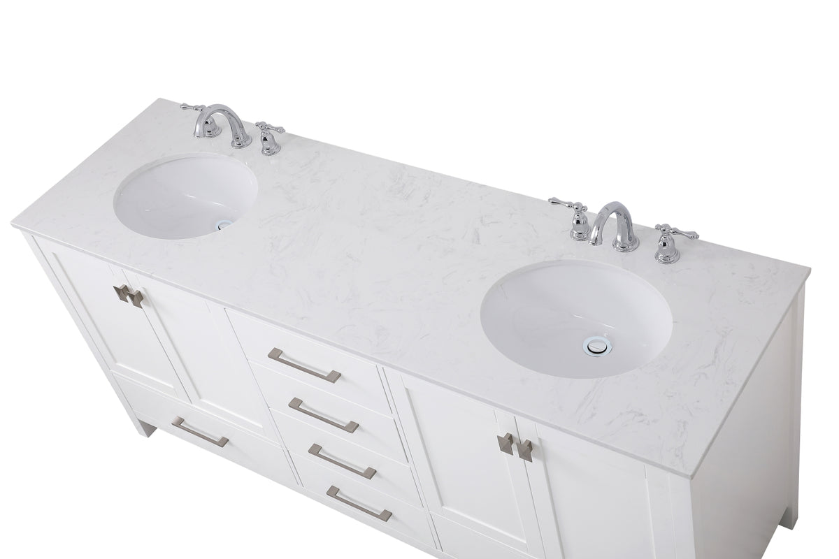 72 inch Double Bathroom Vanity in White