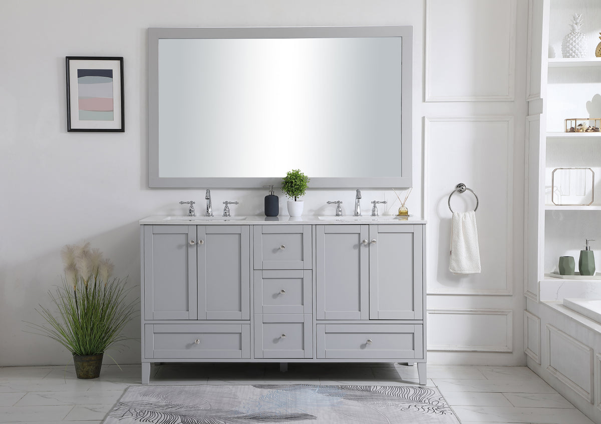 60 inch Double Bathroom Vanity in Grey