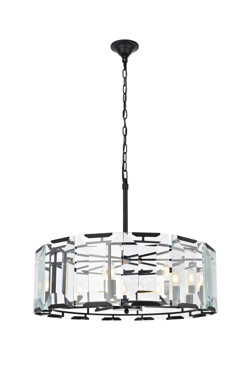 Monaco 8 light Flat Black (Matte) Chandelier Clear Glass Crystal