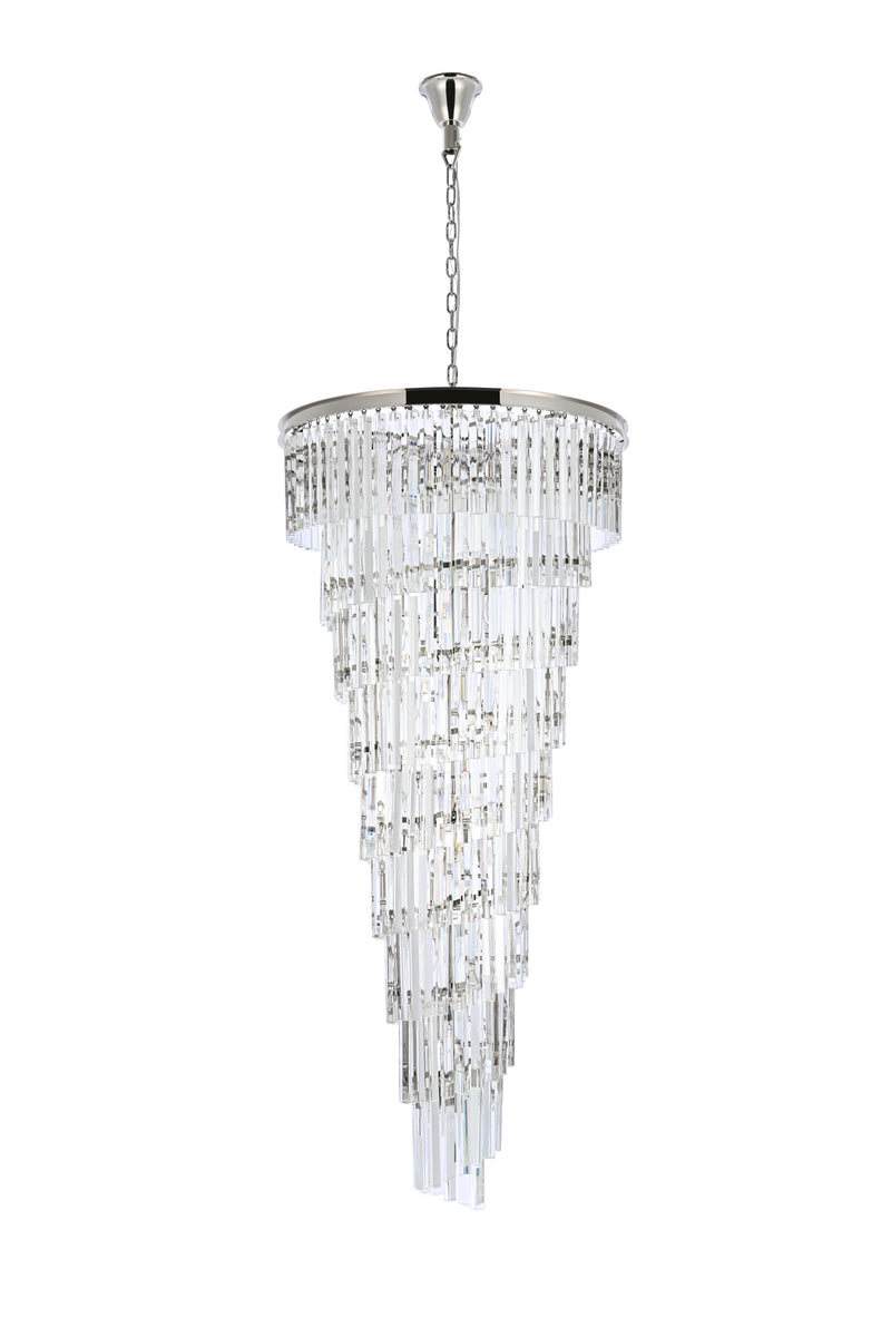 Sydney 30 inch spiral crystal chandelier in polished nickel