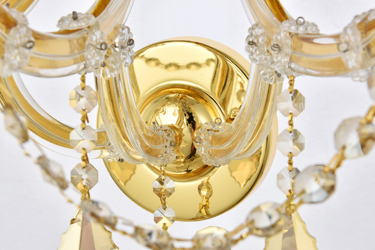 Maria Theresa 7 light Gold Wall Sconce Golden Teak (Smoky) Royal Cut Crystal