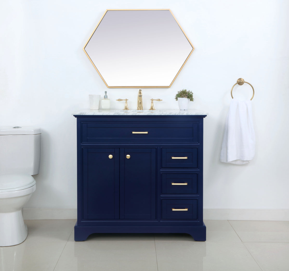 36 inch Single bathroom vanity in Blue