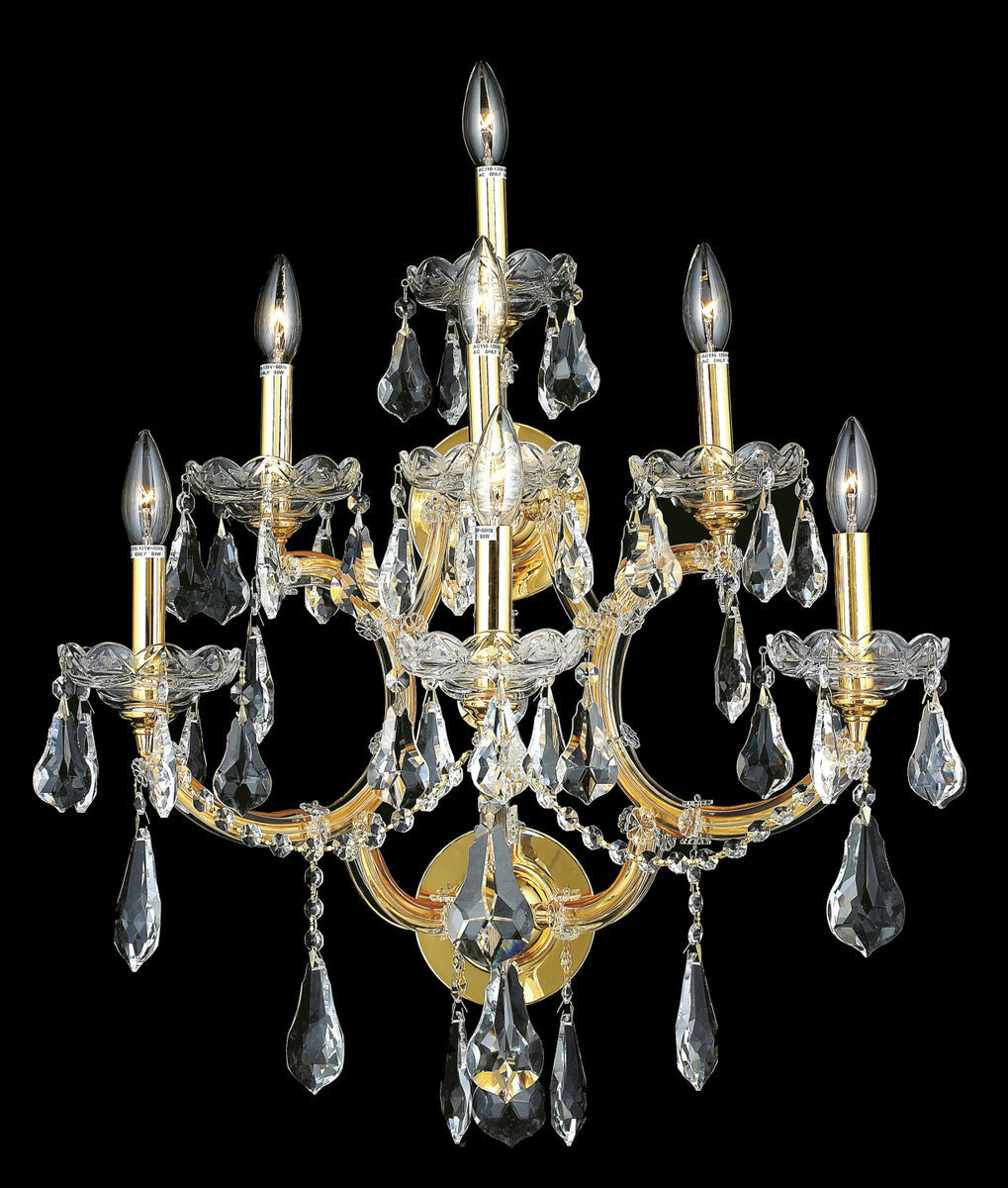 Maria Theresa 7 light Gold Wall Sconce Clear Royal Cut Crystal