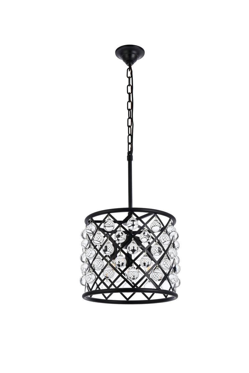 Madison 3 light Matte Black Pendant Clear Royal Cut Crystal