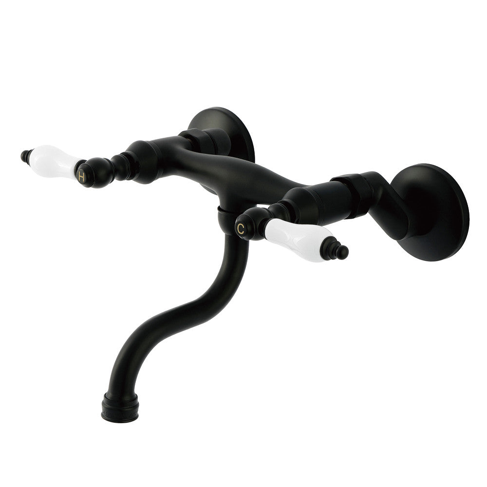 Kingston Wall-Mount Bathroom Faucet in Matte Black