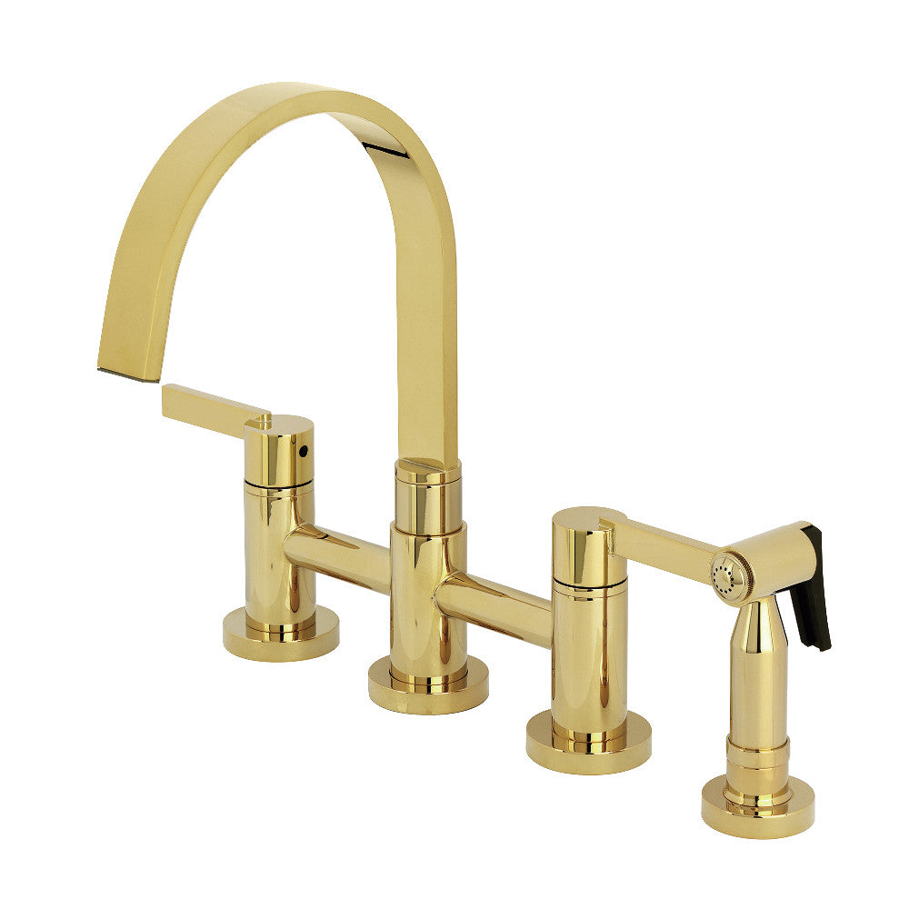 Continental Bridge Kitchen Faucet in Polished Brass