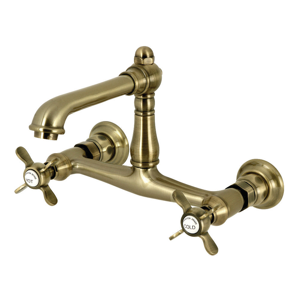 Essex Wall-Mount Bathroom Faucet in Antique Brass