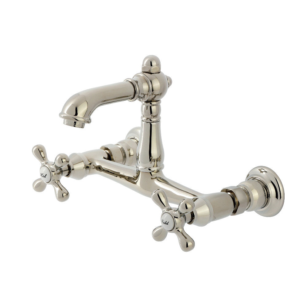 English Country Wall-Mount Bathroom Faucet in Polished Nickel