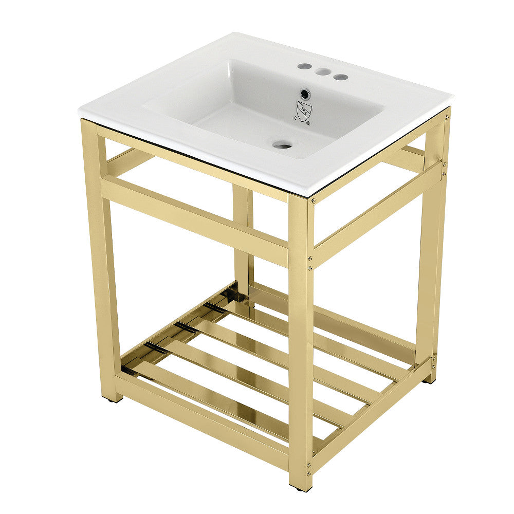 Quadras 25.19 Inch Console Sink in White