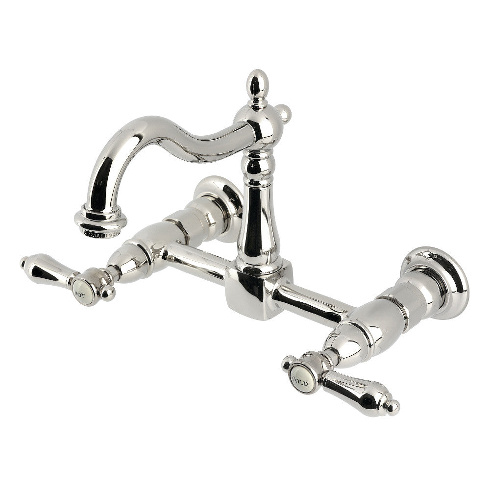 Heirloom Wall Mount Kitchen Faucet in Polished Nickel