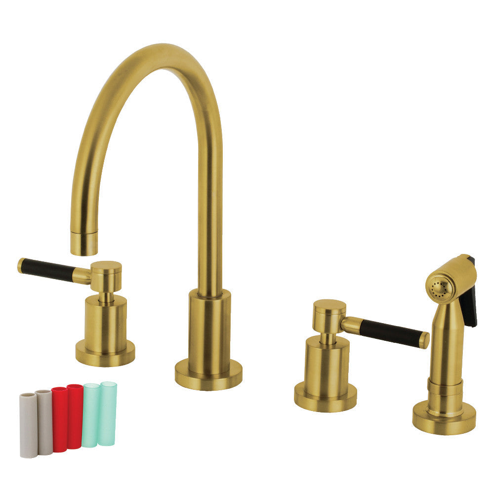 Kaiser Widespread Kitchen Faucet in Brushed Brass