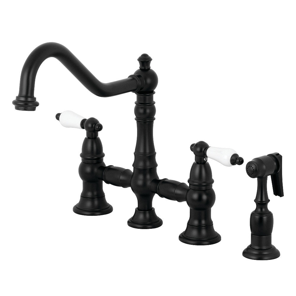 Restoration Bridge Kitchen Faucet in Matte Black