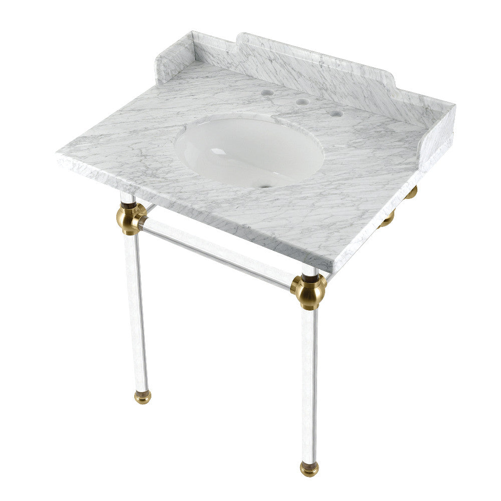 Pemberton 30 Inch Console Sink in Carrara Marble