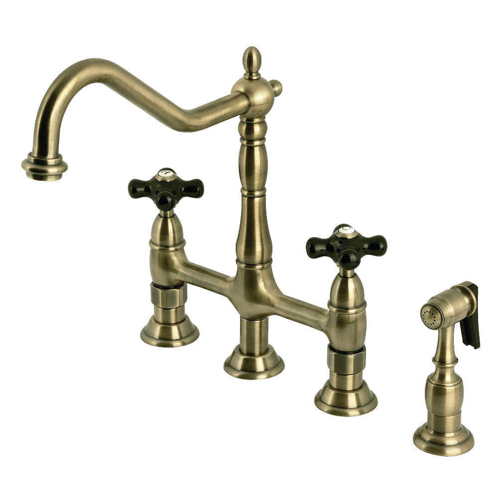 Duchess Bridge Kitchen Faucet in Antique Brass