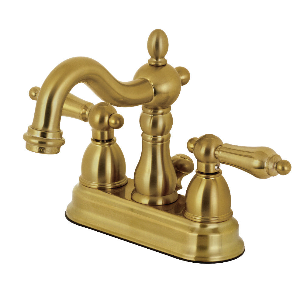 Heritage 4 Inch Centerset Bathroom Faucet in Brushed Brass