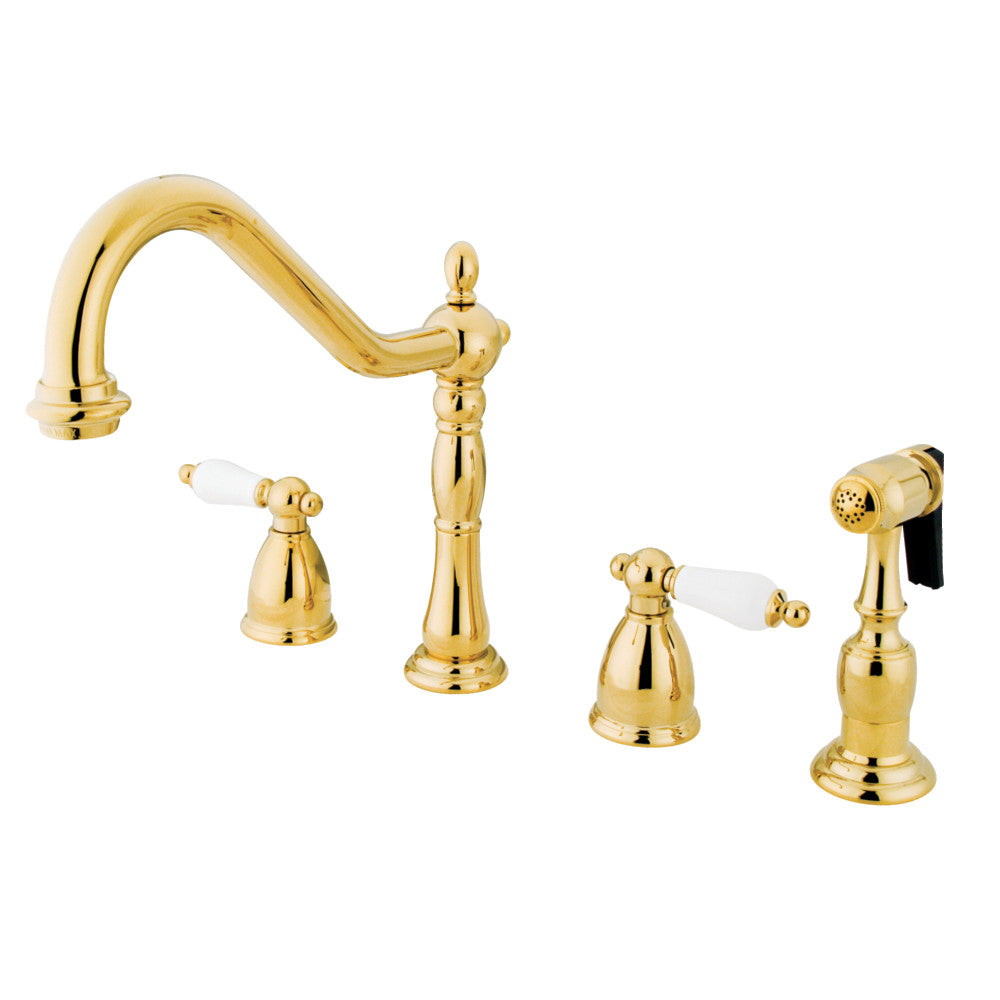 Heritage Widespread Kitchen Faucet in Polished Brass