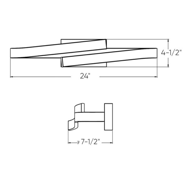 Curled rectangular vanity wall sconce