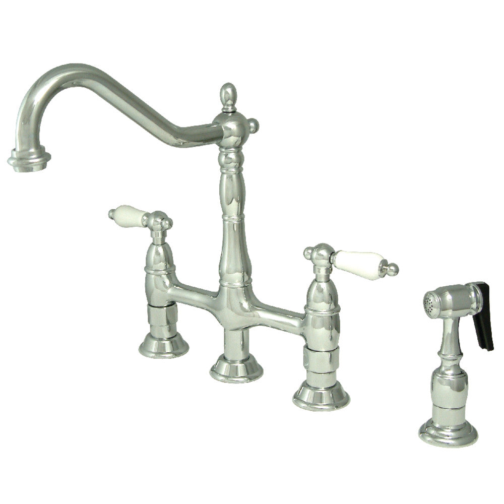 Heritage Bridge Kitchen Faucet in Polished Chrome