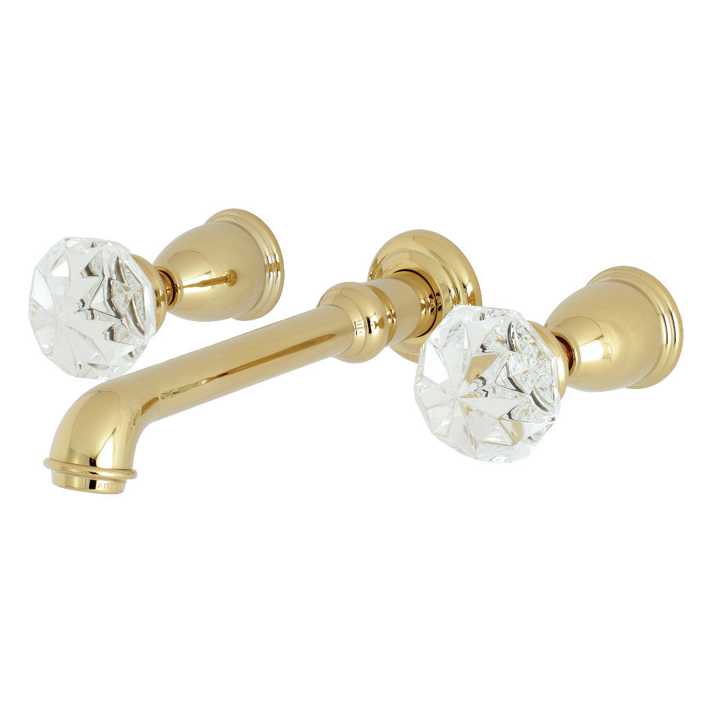 Krystal Onyx Wall-Mount Bathroom Faucet in Polished Brass
