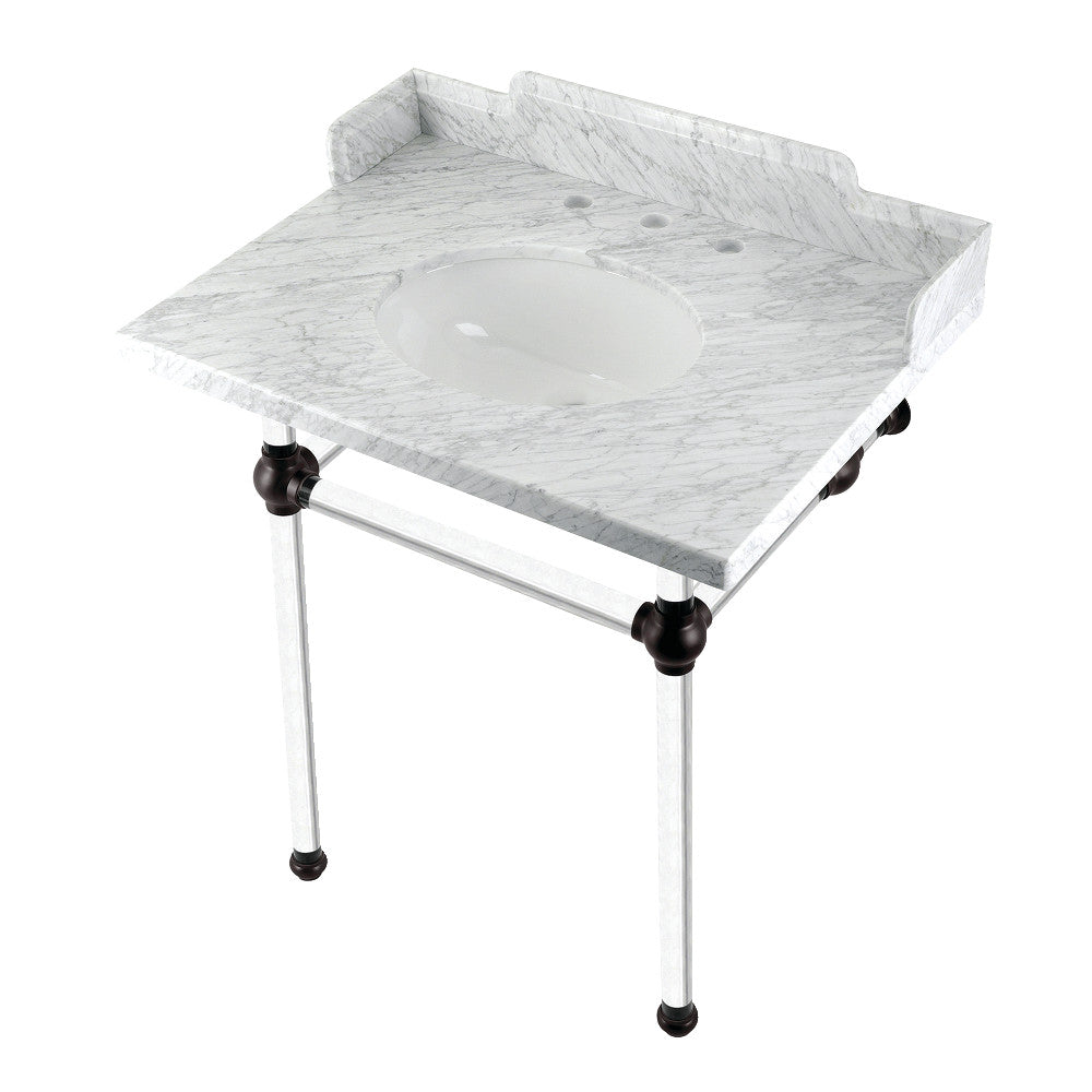 Pemberton 30 Inch Console Sink in Carrara Marble