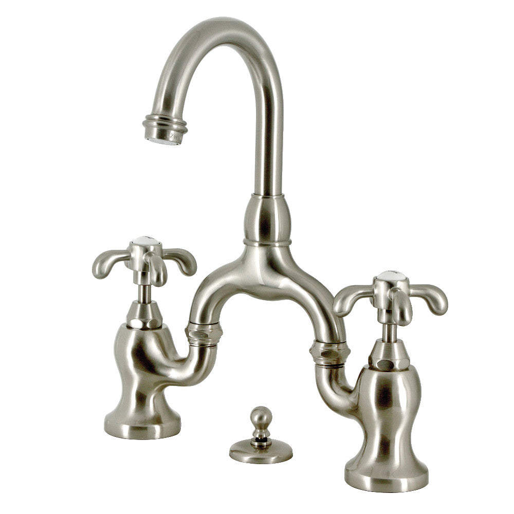 French Country Bridge Bathroom Faucet in Brushed Nickel