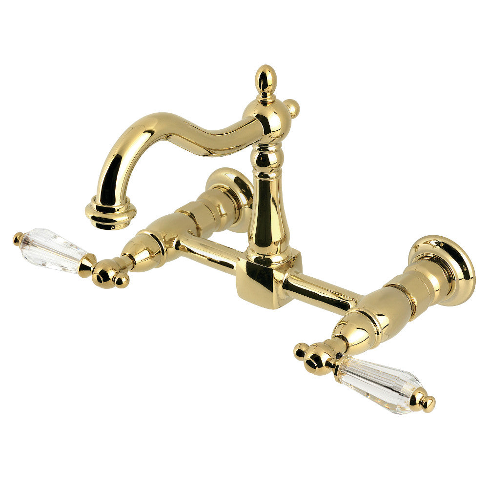 Willshire Wall Mount Kitchen Faucet in Polished Brass