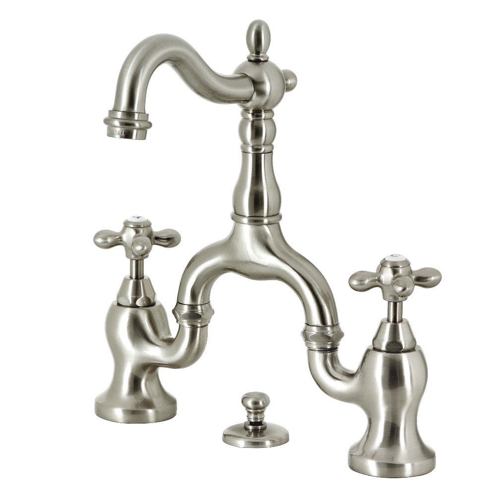 English Country Bridge Bathroom Faucet in Brushed Nickel