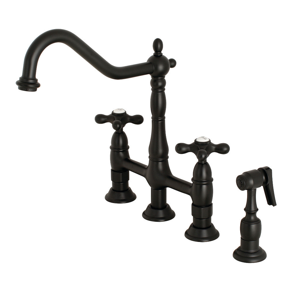 Heritage Bridge Kitchen Faucet in Matte Black