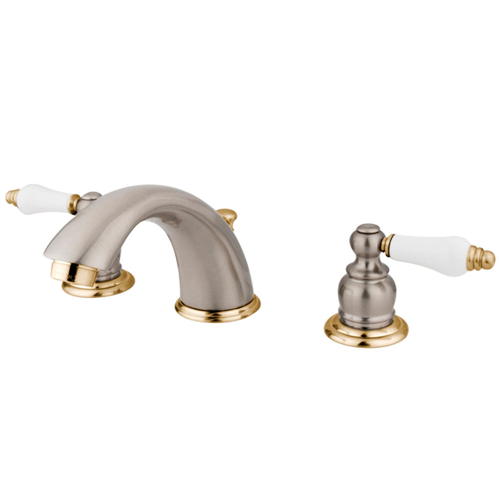 Victorian Widespread Bathroom Faucet in Brushed Nickel/Polished Brass