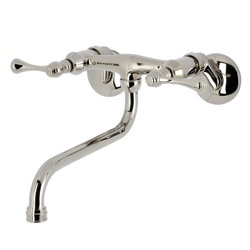 Kingston Wall-Mount Bathroom Faucet in Polished Nickel