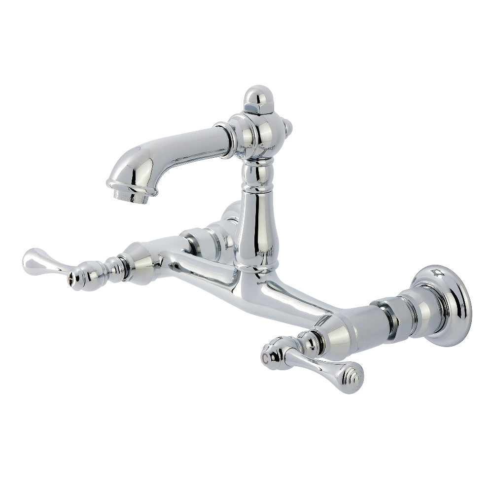 English Country Wall-Mount Bathroom Faucet in Polished Chrome