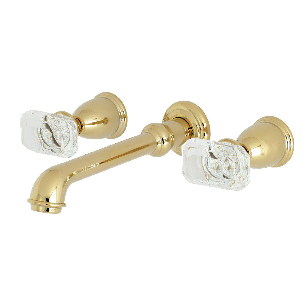 Krystal Onyx Wall-Mount Bathroom Faucet in Polished Brass