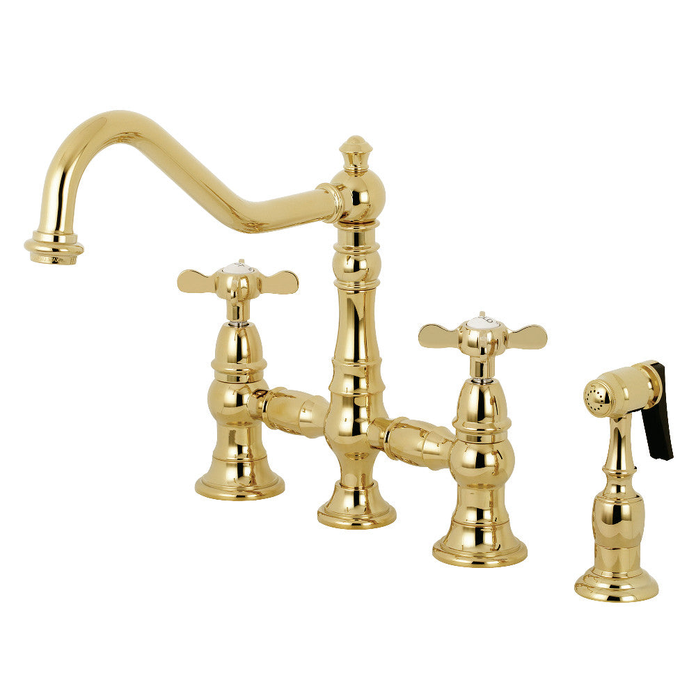 Essex Bridge Kitchen Faucet in Polished Brass