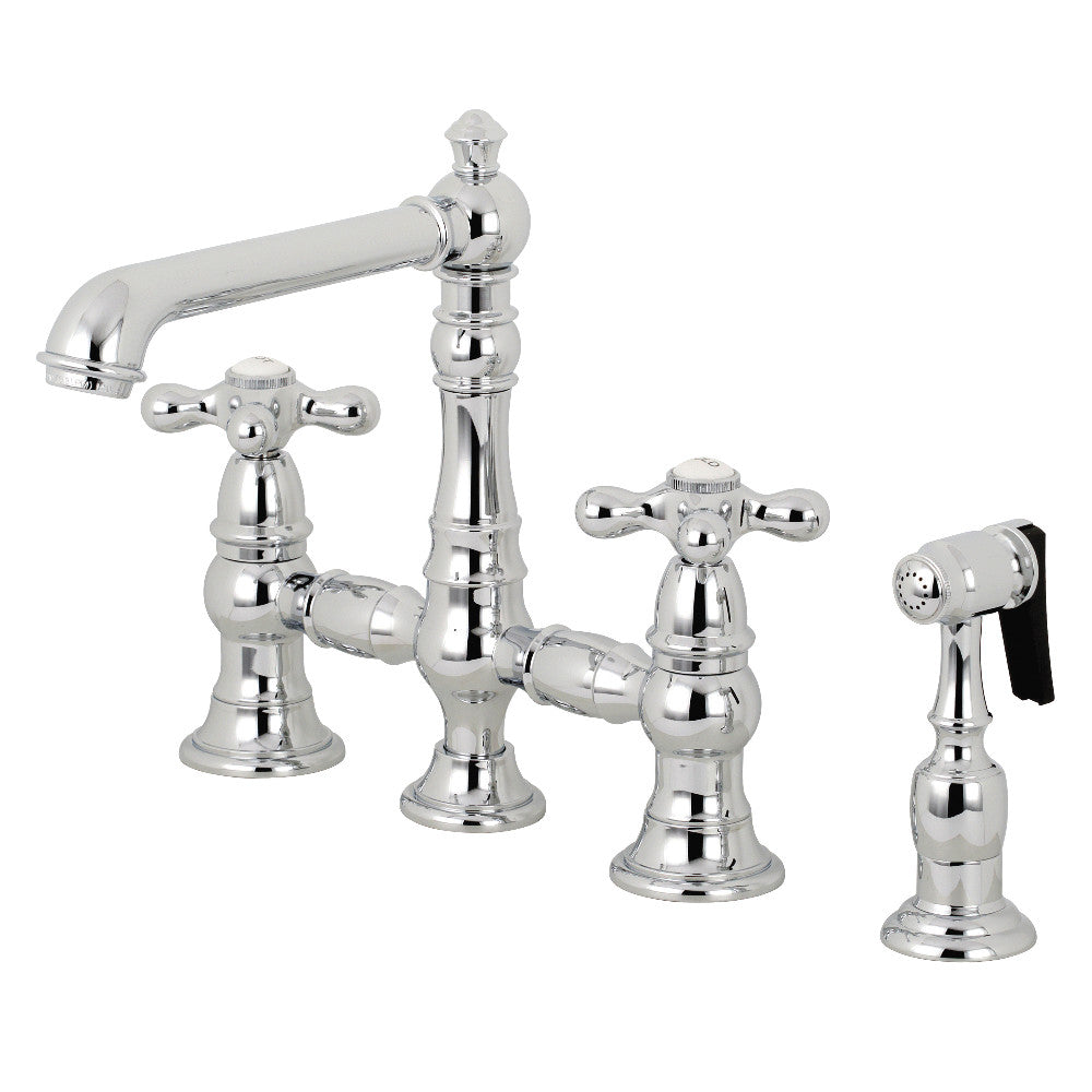 English Country Bridge Kitchen Faucet in Polished Chrome